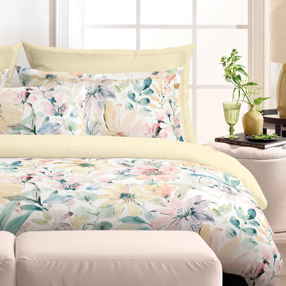 Drap-housse satin de coton - Rayures peintes Jaune