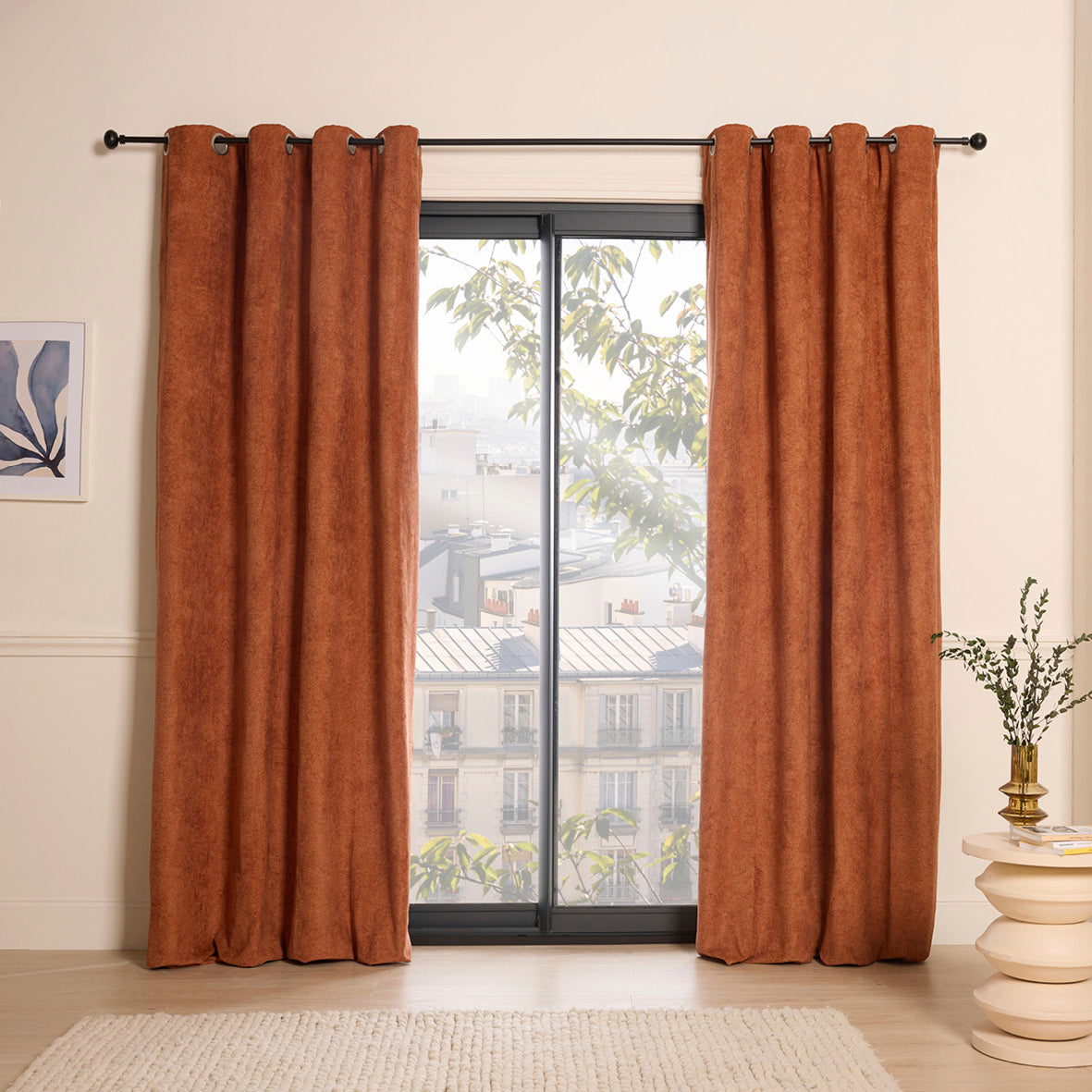 Blackout eyelet curtain - Casablanca Terracotta
