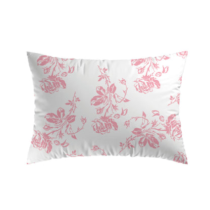 Pillowcase(s) linen / cotton - Roses Pink