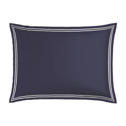 Pillowcase(s) cotton satin - La Rochelle White / Dark blue 2 x (50 x 70 cm)
