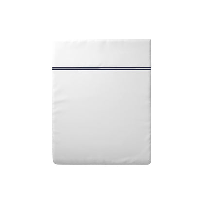 Flat sheet cotton satin - La Rochelle Dark blue / White