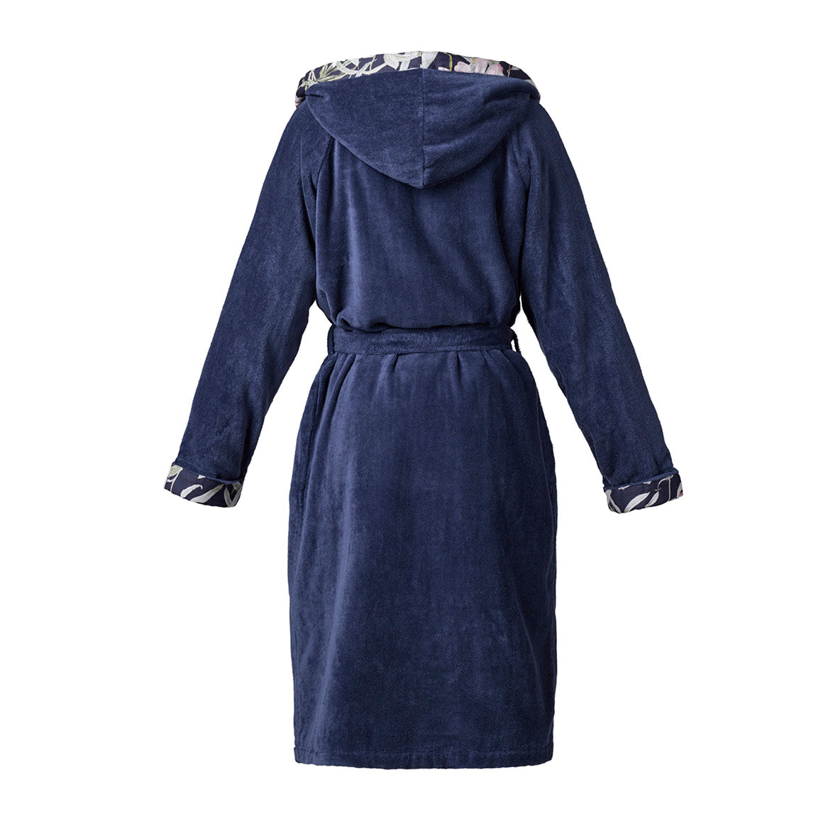 Hooded bathrobe - Bouquet de nuit Navy blue