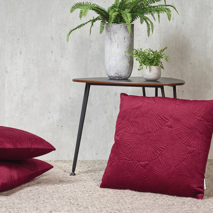 Housse de coussin - fleur ciselé  Bordeaux