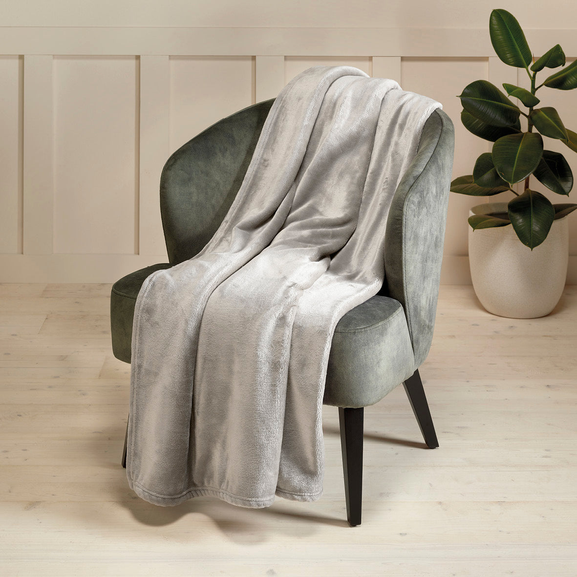 Fleece plaid light grey - 180 x 220 cm