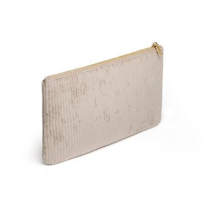 Pochette plate velours côtelé  Taupe - 20 x 12 cm