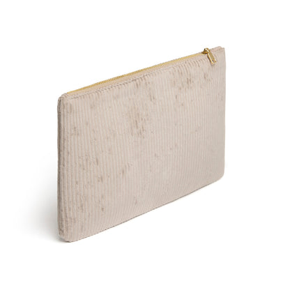 Pouch flat corduroy  Taupe - 24 x 16,5  cm