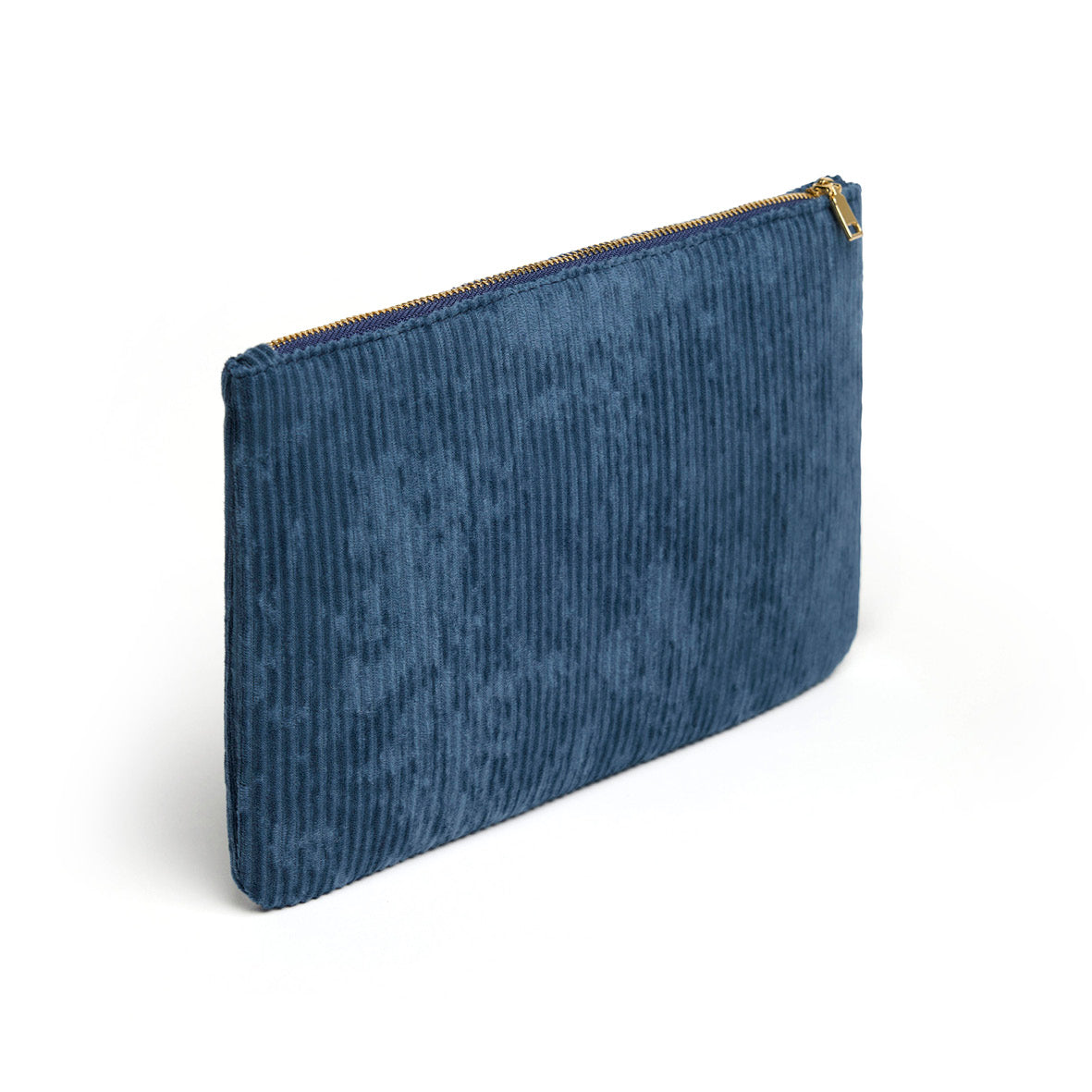 Pochette plate velours côtelé  Bleu - 24 x 16,5  cm
