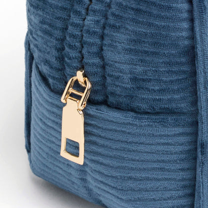Pochette velours côtelé  Bleu - 21 x 13 x 13  cm