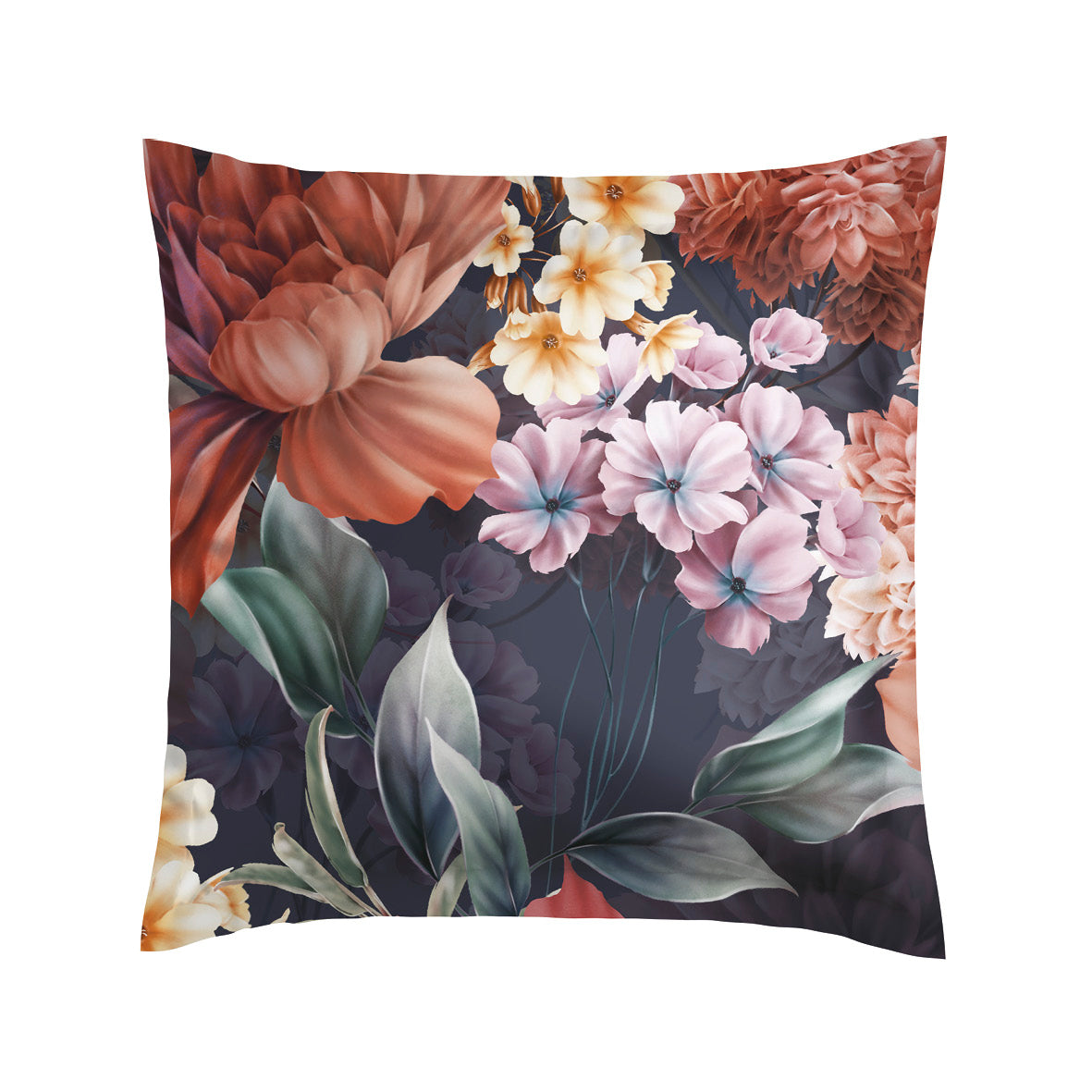 Pillowcase(s) cotton satin - Douceur caramel Dark blue 2 x (63 x 63 cm)