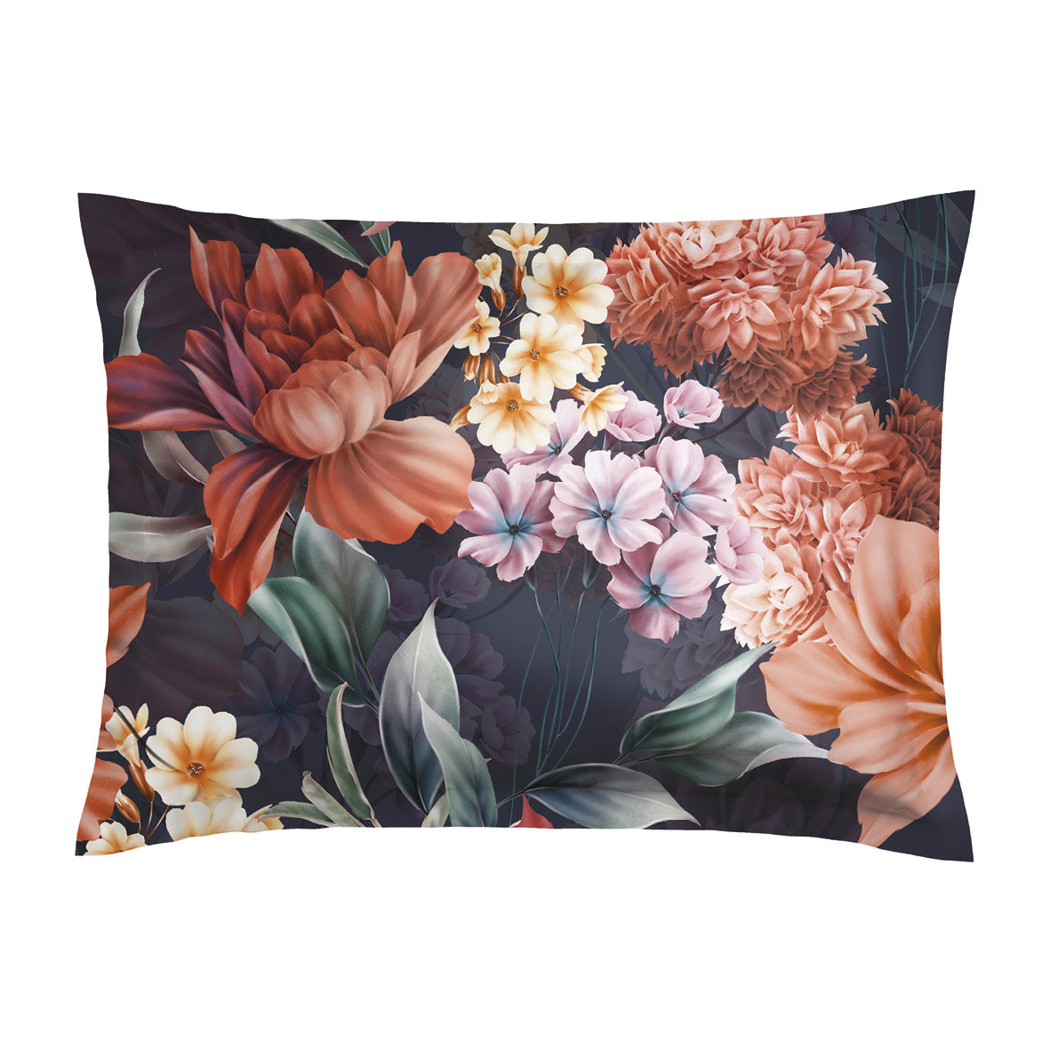 Pillowcase(s) cotton satin - Douceur caramel Dark blue 2 x (50 x 70 cm)