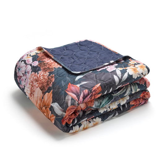 Bedspread XL Douceur caramel Dark blue - 220 x 250 cm