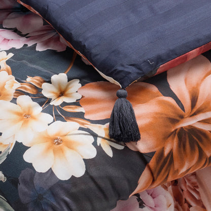 Quilt with tassels Douceur caramel Dark blue - 140 x 200 cm