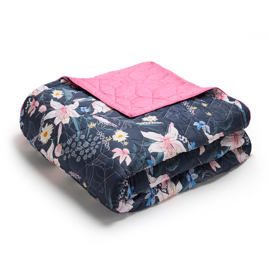 Bedspread XL Fleur de minuit Dark blue / Pink - 220 x 250 cm