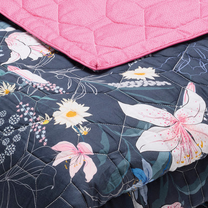 Bedspread XL Fleur de minuit Dark blue / Pink - 220 x 250 cm