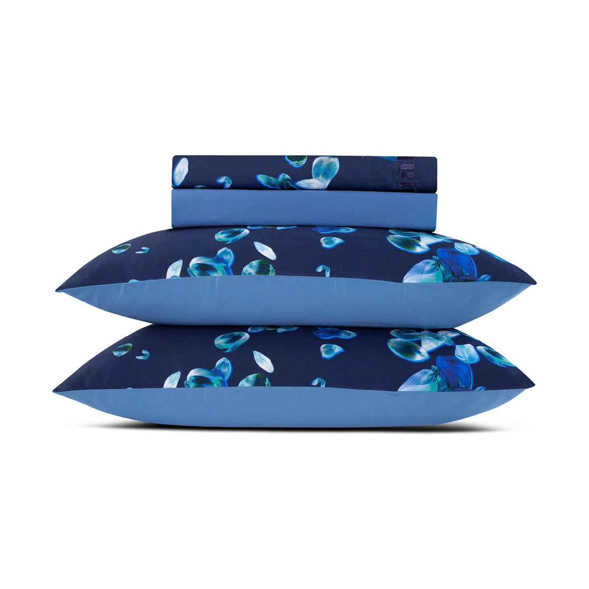 Ensemble de draps satin de coton - Aurore Bleu