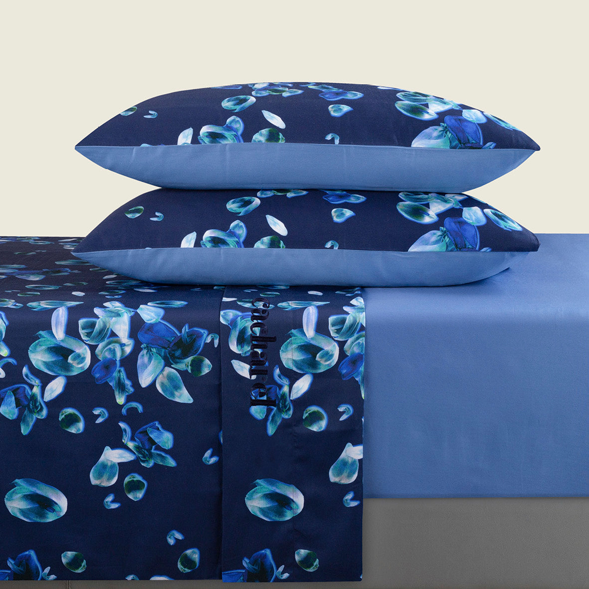 Ensemble de draps satin de coton - Aurore Bleu