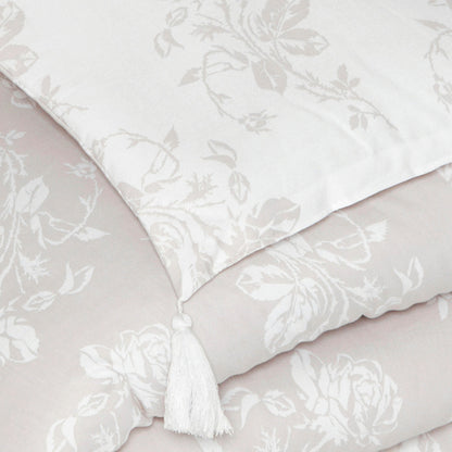 Quilt with tassels - Roses Taupe