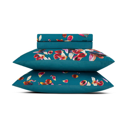 Ensemble de draps satin de coton - Aurore Vert / Vert foncé