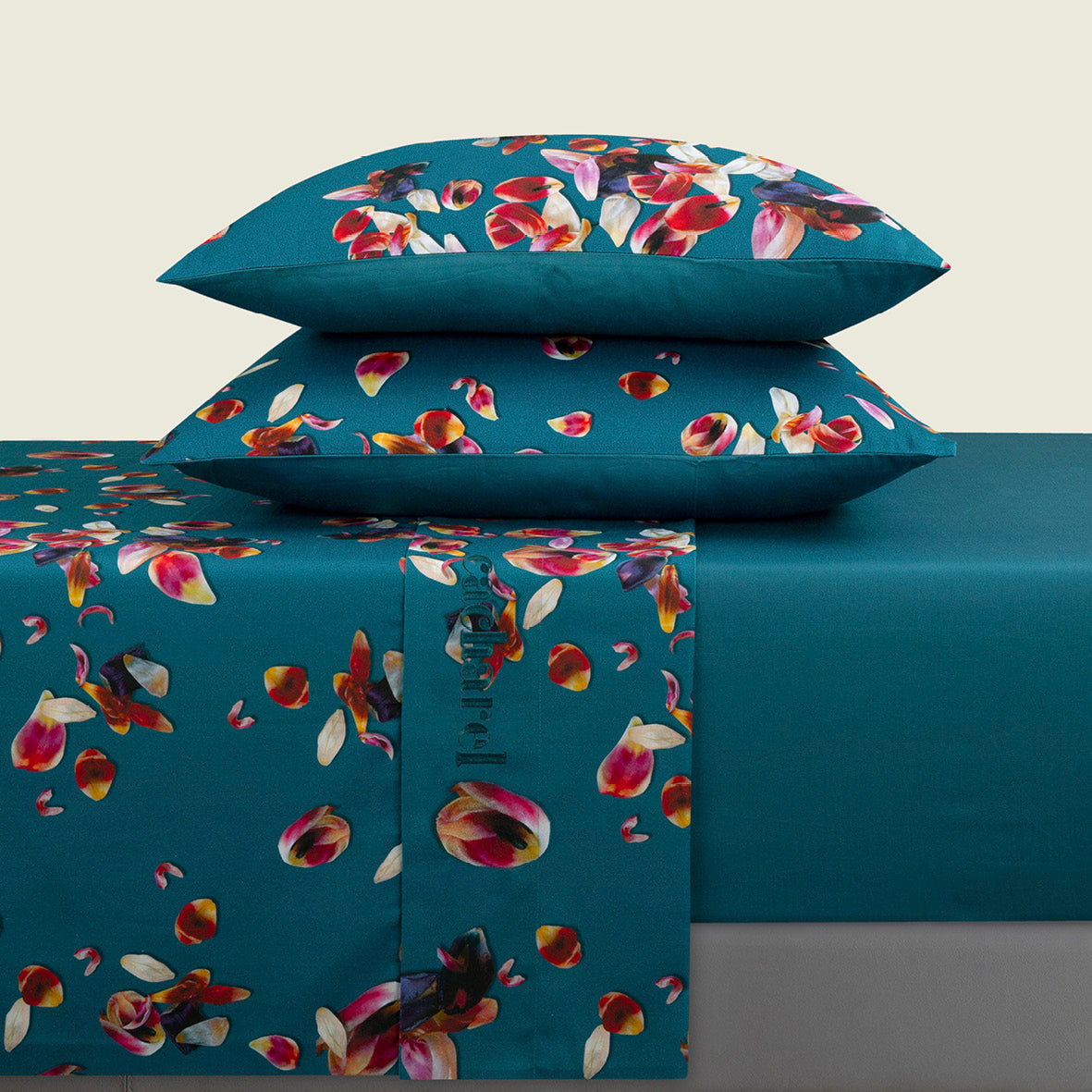 Ensemble de draps satin de coton - Aurore Vert / Vert foncé