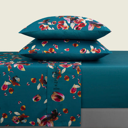 Ensemble de draps satin de coton - Aurore Vert / Vert foncé