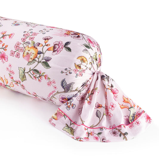 Bolster case cotton satin - Jardin secret Blush Pink