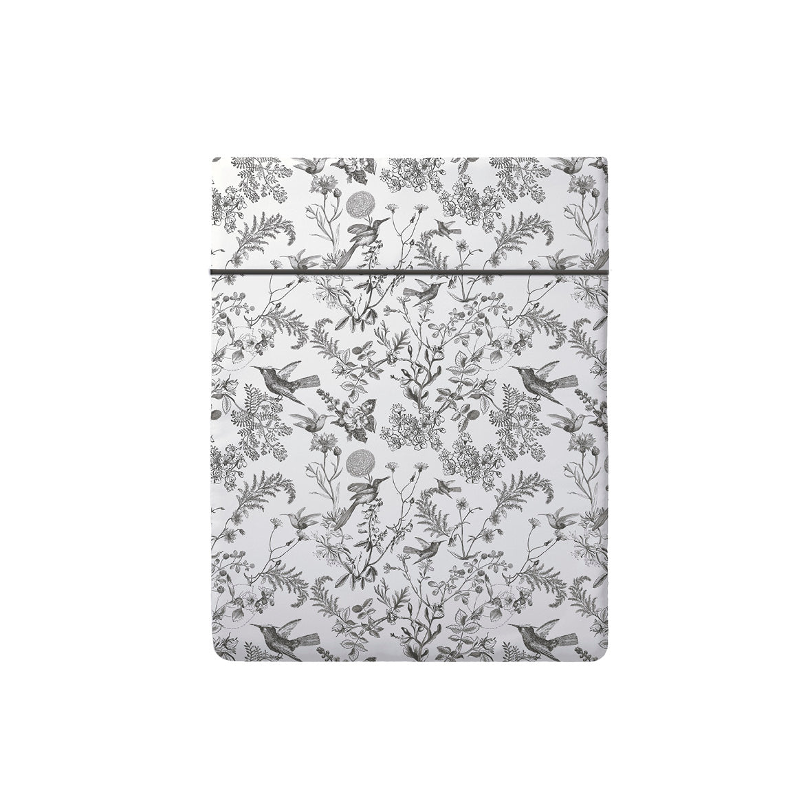 Flat sheet cotton satin - Jardin du colibiri Black grey