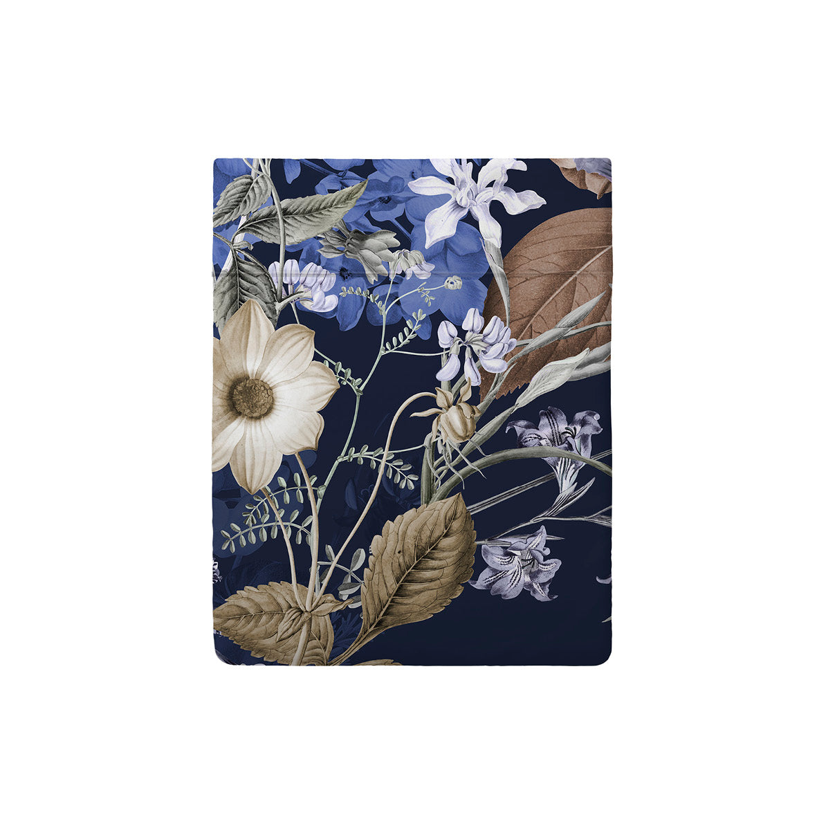 Flat sheet cotton satin - Bouquet d'Hortensias Blue