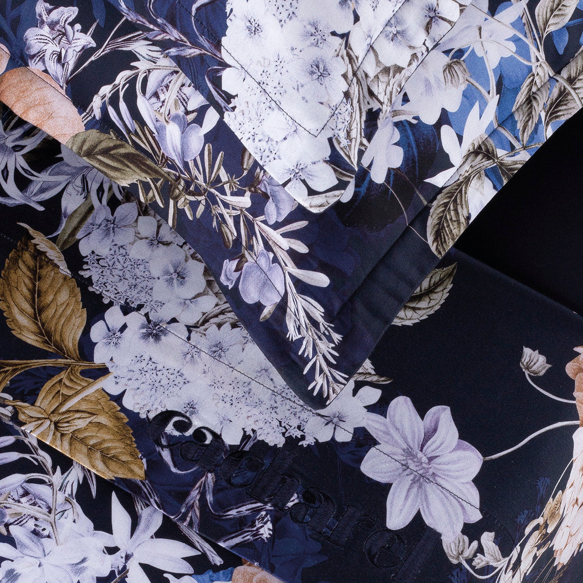 Flat sheet cotton satin - Bouquet d'Hortensias Blue