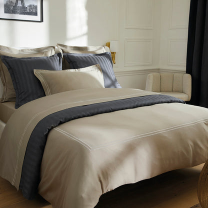 Duvet cover + pillowcase(s) cotton satin - La Rochelle Taupe / Taupe