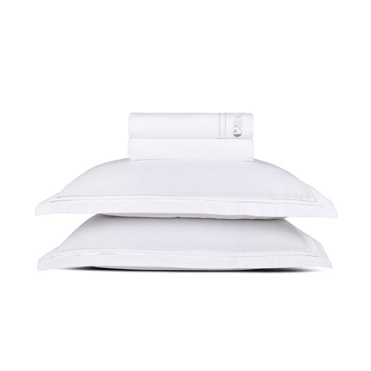 Sheet set cotton satin - La Rochelle White / White