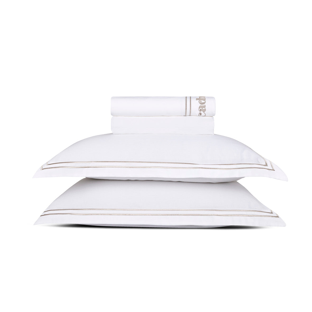 Sheet set cotton satin - La Rochelle Taupe / White