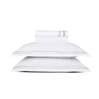 Sheet set cotton satin - La Rochelle Taupe / White