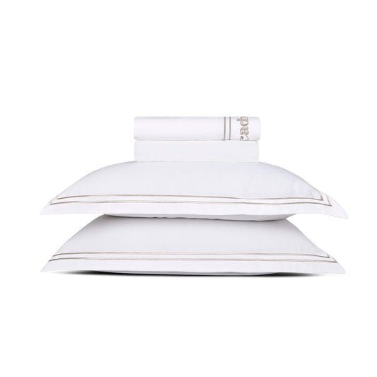 Sheet set cotton satin - La Rochelle Taupe / White