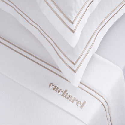 Sheet set cotton satin - La Rochelle Taupe / White