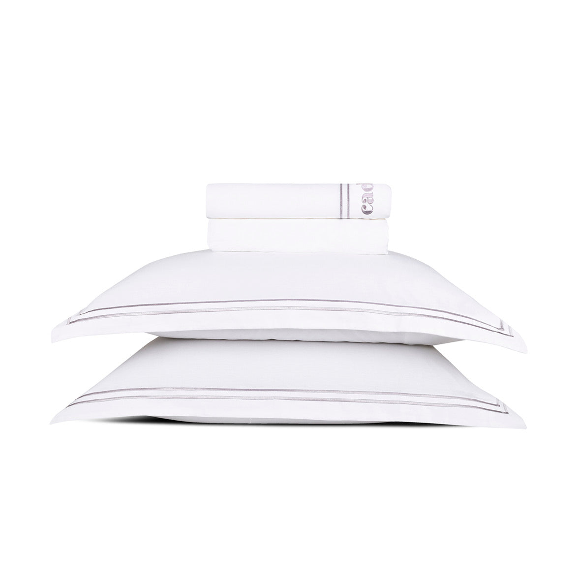 Ensemble de draps satin de coton - La Rochelle Gris / Blanc