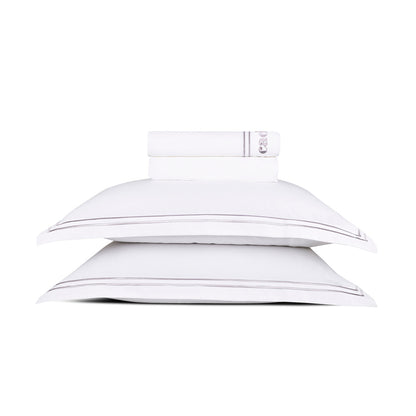 Ensemble de draps satin de coton - La Rochelle Gris / Blanc