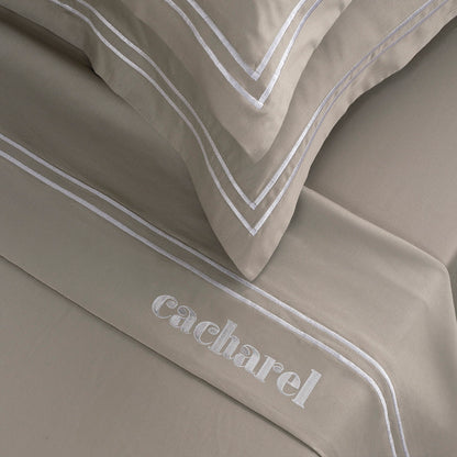 Taie(s) d'oreiller satin de coton - La Rochelle Blanc / Taupe