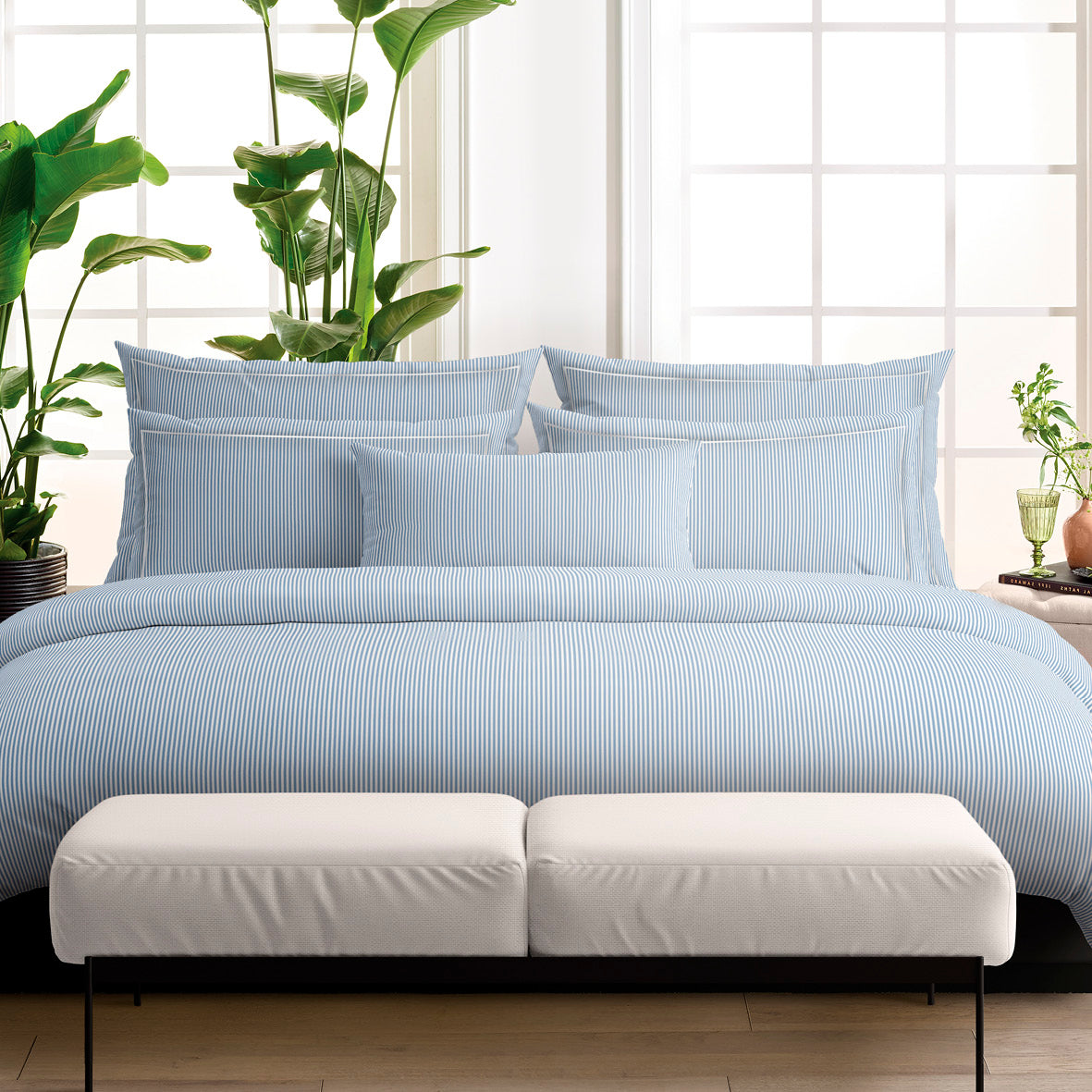 Duvet cover + pillowcase(s) cotton percal - Saclay Light blue