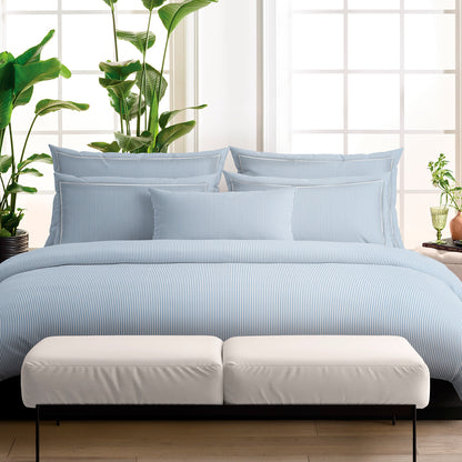 Duvet cover + pillowcase(s) cotton percal - Saclay Light blue
