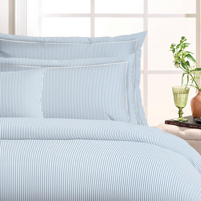 Duvet cover + pillowcase(s) cotton percal - Saclay Light blue