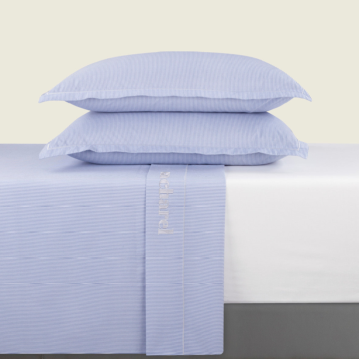 Ensemble de draps satin de coton - Saclay Bleu clair