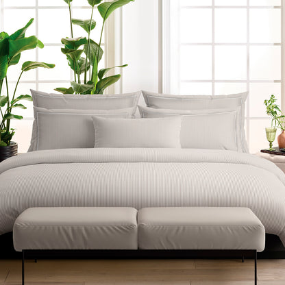 Housse de couette + taie(s) d'oreiller satin de coton - Saclay Taupe