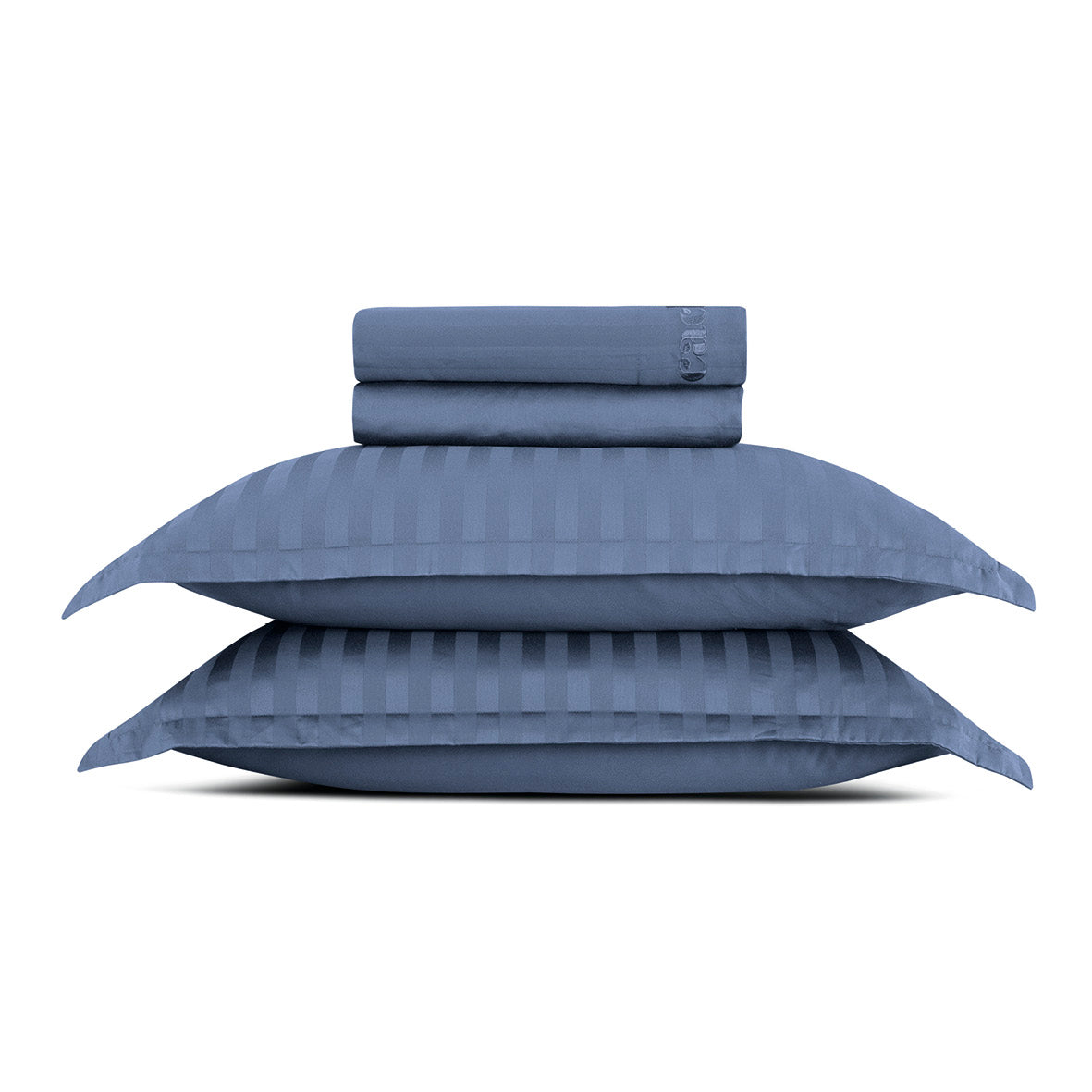 Sheet set cotton satin - Dobby stripe woven Blue