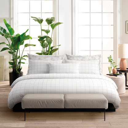 Duvet cover + pillowcase(s) cotton satin - Caren White / Taupe