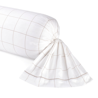 Taie(s) d'oreiller satin de coton - Caren Blanc / Taupe