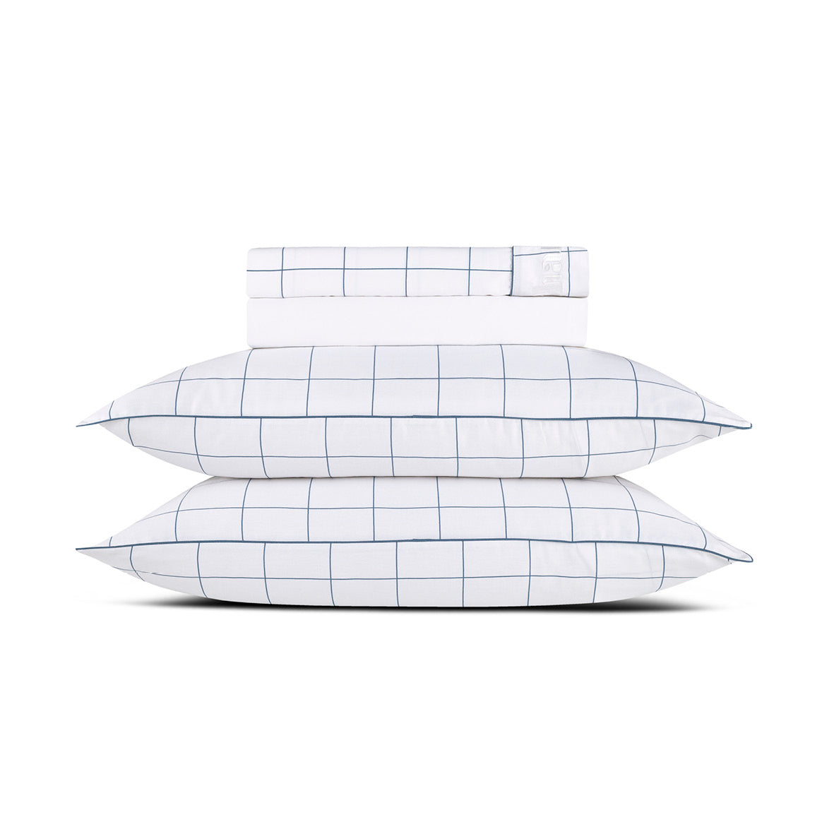 Ensemble de draps satin de coton - Caren Blanc / Bleu