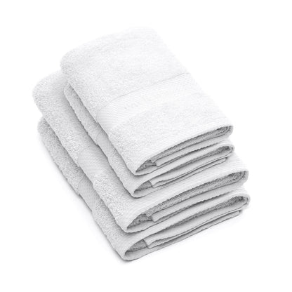 Set of 2 hand towels + 2 bath towels White