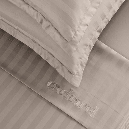 Drap plat satin de coton dobby stripe - Dobby stripe woven Taupe