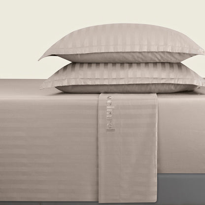 Drap plat satin de coton dobby stripe - Dobby stripe woven Taupe