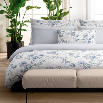 Pillowcase(s) cotton satin - Fleurs azurées White